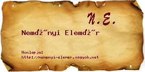 Neményi Elemér névjegykártya